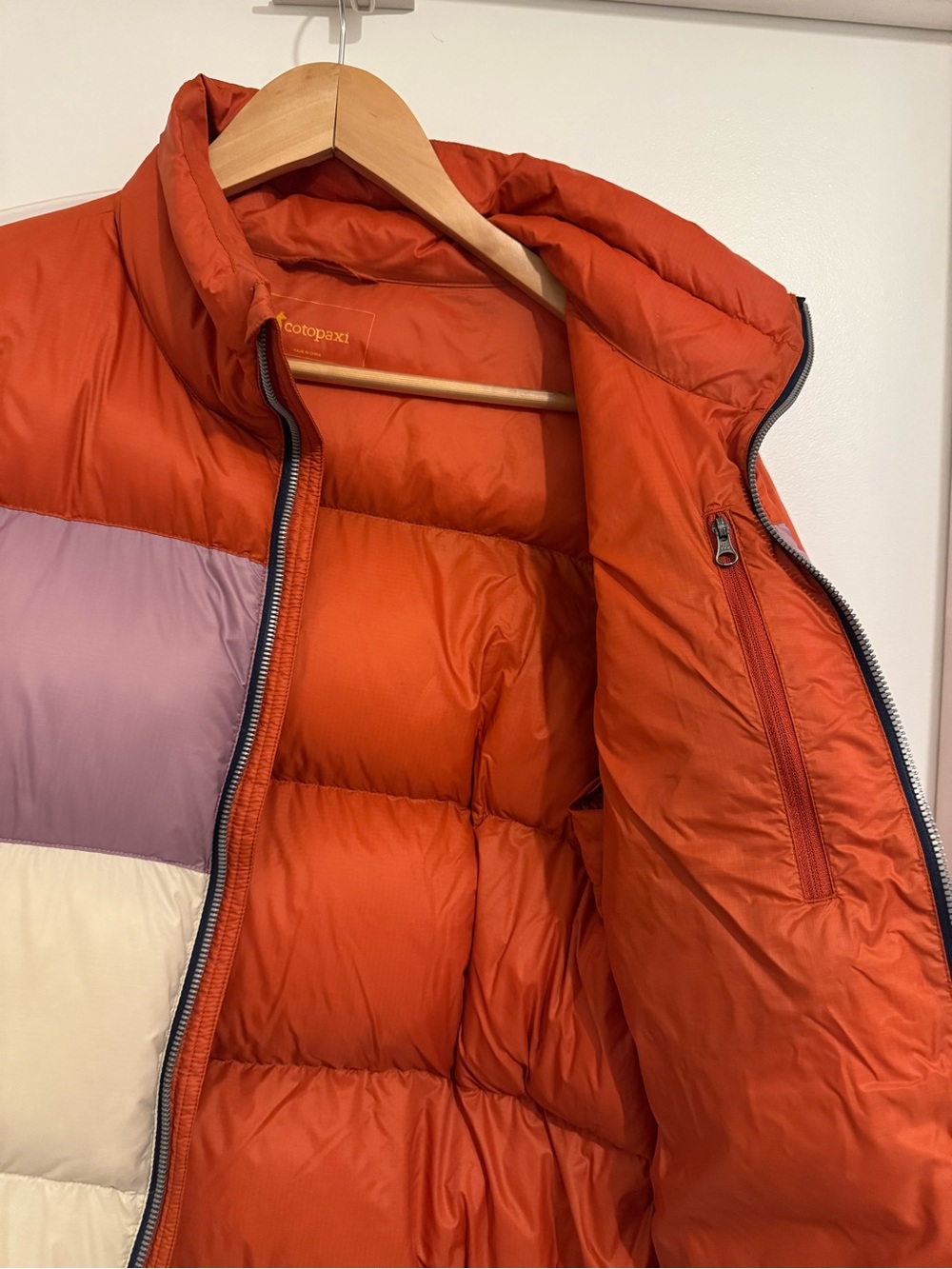 cotopaxi Colorblock Puffer Jacket in Rust, Lavender & Cream - Picture 8 of 9